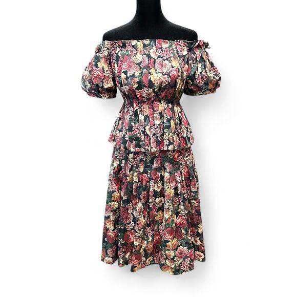 Antonio Melani 2 Piece Dress Floral Fall Homecoming Festival Regency Coquette - Picture 5 of 13